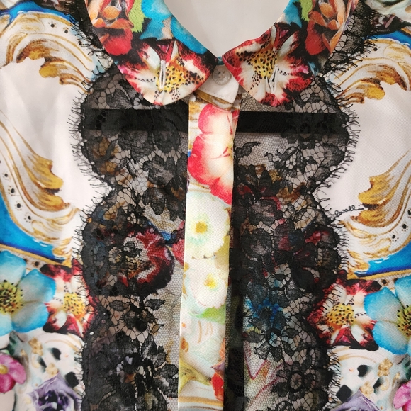 Roberto Cavalli Silk & Lace Button Up Collared Shirt Size 44 - Picture 6 of 10